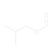 A faint white chemical structure diagram of isobutyric acid ester on a solid white background.