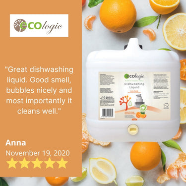 ECOLogic Sweet Orange & Tangerine Dishwashing Liquid BULK 15L