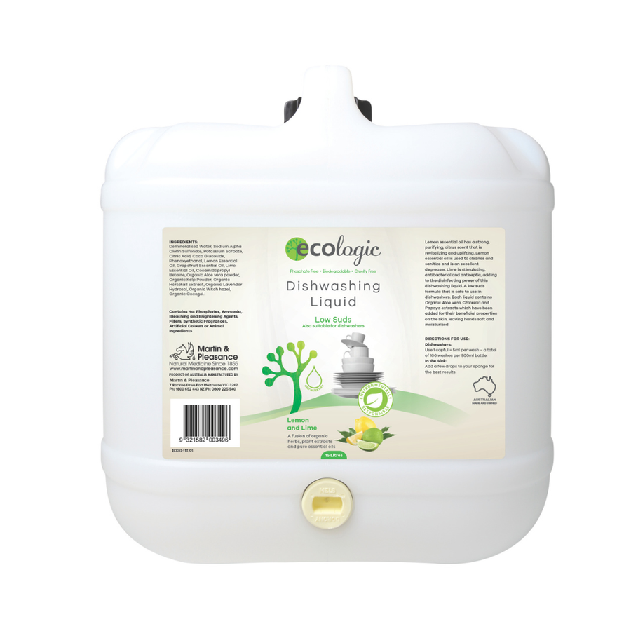 ECOLogic Lemon & Lime Dishwashing Liquid BULK 15L