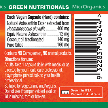 Green Nutritionals Natural Astaxanthin 12mg