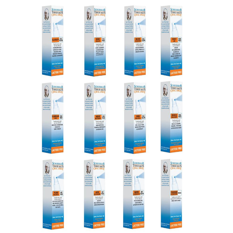 Schuessler Tissue Salts 30ML Spray - 12 Single Bundle - Lactose Free