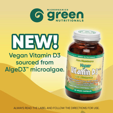 Green Nutritionals Vegan Vitamin D3 1000IU + Mushrooms 60 Capsules