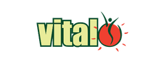 Logo with the word 'vital!' and a tomato graphic on a white background