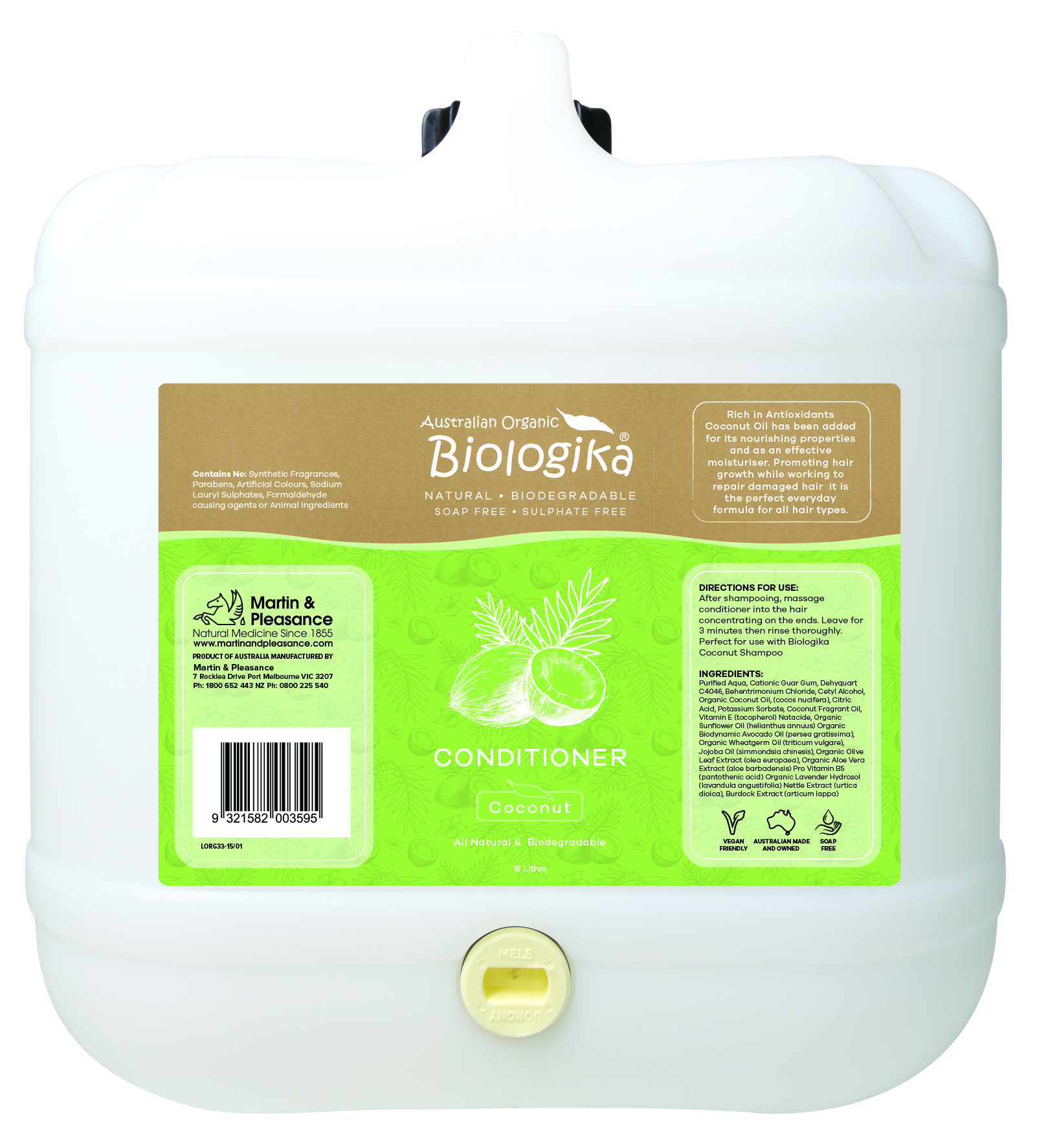 Biologika Organic Coconut Conditioner BULK 15L Martin & Pleasance