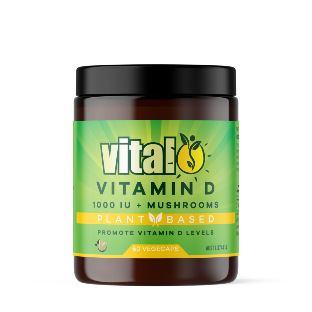 Vital Vitamin D 1000 IT + Mushrooms Plant Based 60 Vegecaps
